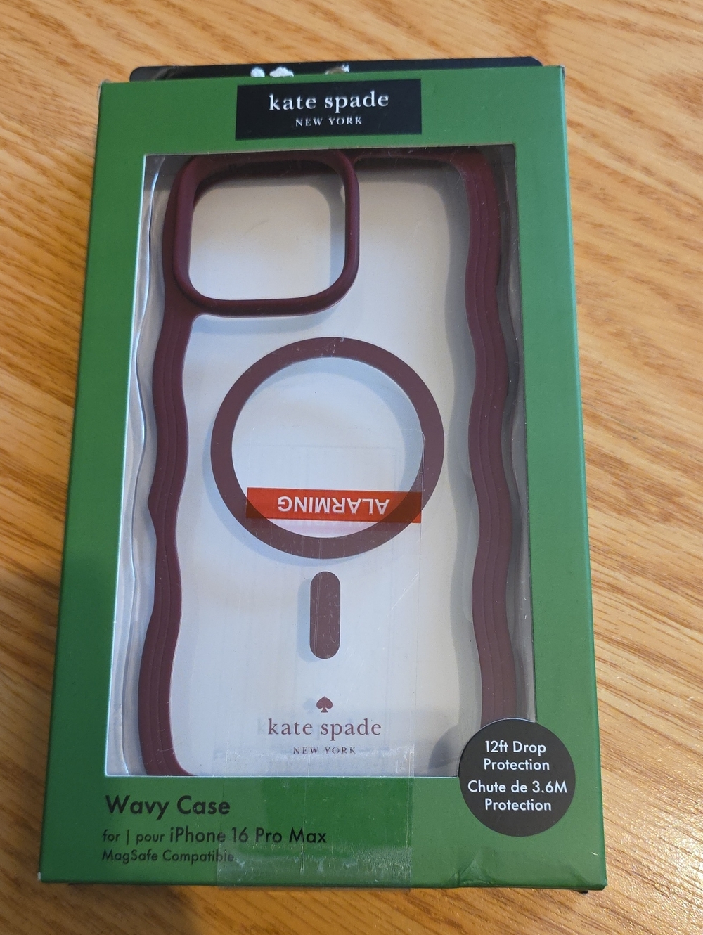 kate spade Clear Case with Burgundy Wavy Trim iPhone 16 Pro Max